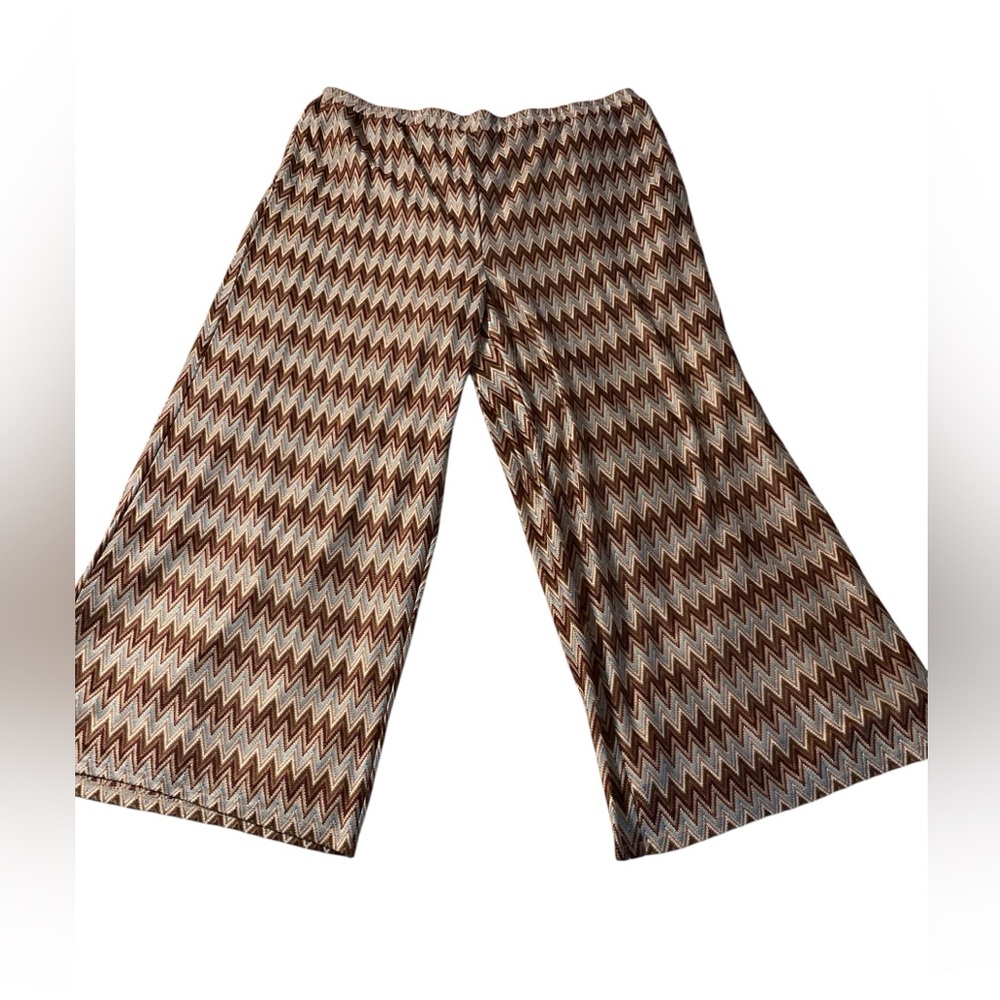 Cato Pants Women's Zig Zag Chevron Flowy Wide Leg Pull On Lined Size 26/28W